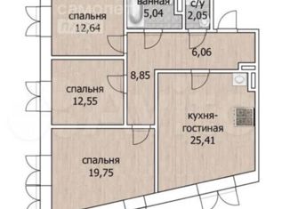 3-комнатная квартира на продажу, 91.3 м2, Уфа, Коммунистическая улица, 117Г, Кировский район