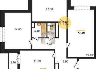Продаю 3-комнатную квартиру, 77.3 м2, посёлок Отрадное, Весенняя улица, 3