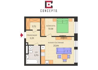 Продам однокомнатную квартиру, 49.17 м2, Санкт-Петербург, Малоохтинский проспект, 68, Малоохтинский проспект