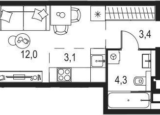 Продается квартира студия, 23 м2, Москва, жилой комплекс Левел Мичуринский, к4, метро Мичуринский проспект