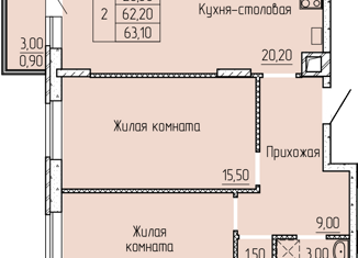 Продажа 2-ком. квартиры, 63 м2, Батайск, ЖК Прибрежный, улица Макаровского, 4к1