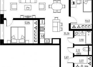 Продается 2-ком. квартира, 78 м2, Санкт-Петербург, Малоохтинский проспект, 68, Малоохтинский проспект