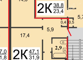 2-ком. квартира на продажу, 47.1 м2, Нижний Новгород, улица Гаугеля, 33, 7-й микрорайон Сормова