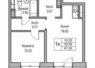 Продам однокомнатную квартиру, 39.85 м2, Санкт-Петербург, Юнтоловский проспект, 45к2, муниципальный округ Лахта-Ольгино