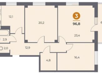 Продам 3-ком. квартиру, 97 м2, Ростов-на-Дону, ЖК Сокол Град