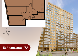 3-комнатная квартира на продажу, 65.5 м2, Пермь, Байкальская улица, 7А