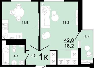 Продам однокомнатную квартиру, 43.1 м2, Горячий Ключ, улица Ярославского, 111
