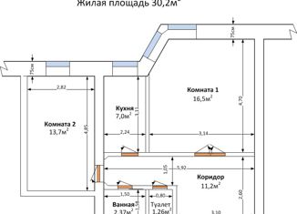 2-комнатная квартира на продажу, 52.4 м2, Тюменская область, 1-й микрорайон, 6