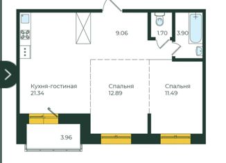 3-комнатная квартира на продажу, 64.3 м2, Иркутск, улица Пискунова, 138, ЖК Семья