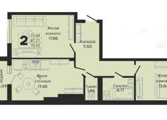 Продажа двухкомнатной квартиры, 70.3 м2, Калининградская область, Закатная улица, 29к3