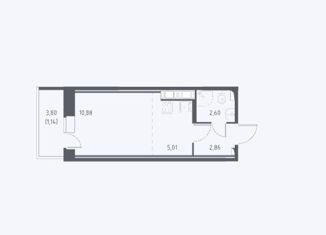 Продам квартиру студию, 22 м2, Колпино, Балканская дорога, 14к2, ЖК Новое Колпино