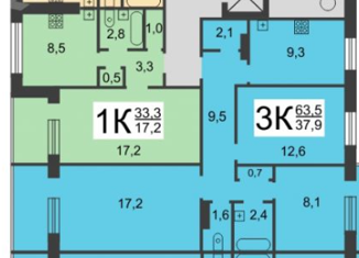 Продажа 3-комнатной квартиры, 63.5 м2, посёлок Северный, проспект Бусыгина, 56