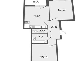 Продам 2-ком. квартиру, 54.7 м2, Санкт-Петербург, Комендантский проспект, 60к1, ЖК Ультра Сити