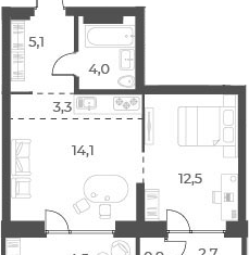 Продается двухкомнатная квартира, 42.9 м2, Новосибирск, улица Аэропорт, 60, ЖК Нормандия-Неман