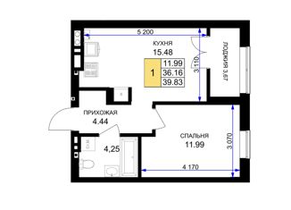 1-ком. квартира на продажу, 39.83 м2, Гурьевск, Пражский бульвар, 16