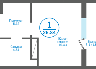 Продам квартиру студию, 26.84 м2, деревня Дударева, ЖК Преображенский на Московском, улица Сергея Джанбровского, 1