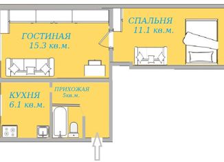 Продается 2-ком. квартира, 40 м2, Ставрополь, Врачебный проезд, 48, микрорайон № 8