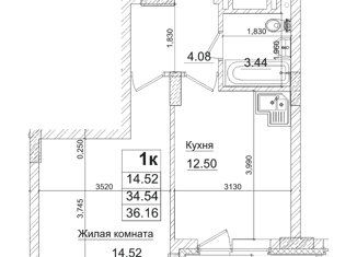 Продается 1-ком. квартира, 36.16 м2, Новосибирск, Фабричная улица, 65/1, Железнодорожный район