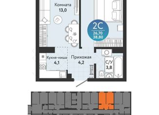 Продается двухкомнатная квартира, 40 м2, Новосибирск, улица Виктора Шевелёва, 28, Кировский район