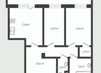 Продаю 2-ком. квартиру, 76.3 м2, Тюменская область, Таврическая улица, 9к7