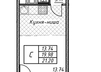 Продается квартира студия, 21.2 м2, Санкт-Петербург, Пискарёвский проспект, 144М, Пискарёвский проспект