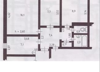 Продам трехкомнатную квартиру, 51.9 м2, Тольятти, Ленинский проспект, 27, Автозаводский район
