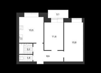 2-комнатная квартира на продажу, 56.1 м2, Вологда, микрорайон Водники