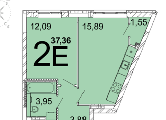 Продается однокомнатная квартира, 38.1 м2, Екатеринбург, улица Академика Парина, 12/7, Академический район