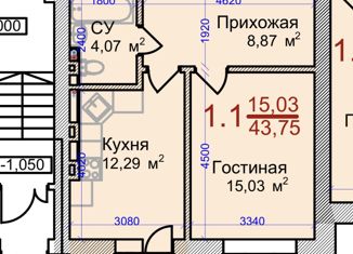 Продается 1-комнатная квартира, 43 м2, Владикавказ, улица Курсантов-Кировцев, 27Ак1