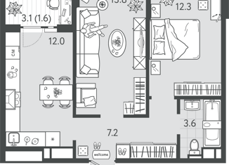 Продается 2-комнатная квартира, 50.5 м2, Краснодар, Колхозная улица, 5к4, микрорайон Табачная Фабрика