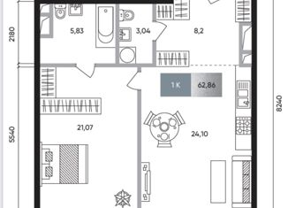 2-комнатная квартира на продажу, 63.2 м2, Москва, 2-й Хвостов переулок, 8/2, метро Полянка