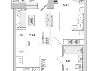 Продажа однокомнатной квартиры, 38.5 м2, Мурино, ЖК Северный, улица Шоссе в Лаврики, 68к2