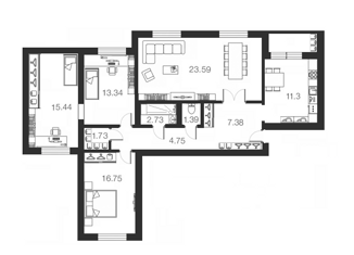 Продается 3-ком. квартира, 100.1 м2, Санкт-Петербург, улица Партизана Германа, 19, улица Партизана Германа