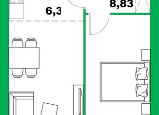 Продам однокомнатную квартиру, 55.1 м2, село Михайловка, Сливовая улица, 2/1