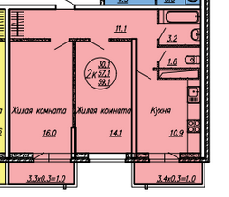 2-комнатная квартира на продажу, 59 м2, Краснодар, улица им. Героя Яцкова И.В., 1/10, ЖК Мечта