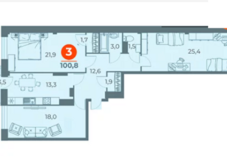 Продам трехкомнатную квартиру, 105 м2, Ростов-на-Дону, проспект 40-летия Победы, 63/17с4, ЖК Сокол Град