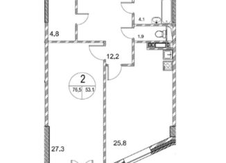 Продается 2-ком. квартира, 76.5 м2, Дмитров, Спасская улица, 6А