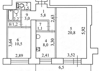Продам двухкомнатную квартиру, 54.1 м2, Комсомольск-на-Амуре, проспект Первостроителей, 20