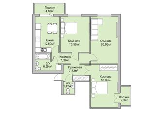 Продам трехкомнатную квартиру, 91 м2, Новосибирск, улица Сибревкома, 7/1, улица Сибревкома