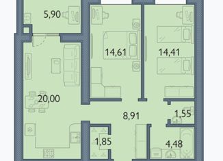 Продажа 2-комнатной квартиры, 71.7 м2, посёлок Путёвка, микрорайон Мегаполис-парк, 14/2