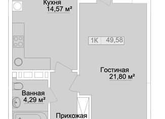Продаю однокомнатную квартиру, 49.58 м2, Каспийск, площадь имени Ленина