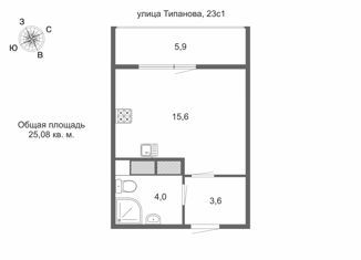 Продается квартира студия, 25 м2, Санкт-Петербург, улица Типанова, 23с1, ЖК Питер