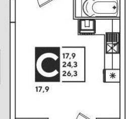Квартира на продажу студия, 26 м2, Краснодар, ЖК Парк Победы, улица Героя Пешкова, 14/4