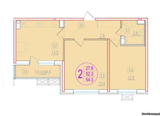 2-комнатная квартира на продажу, 54.6 м2, Краснодар, 2-я Российская улица, 162, 2-я Российская улица