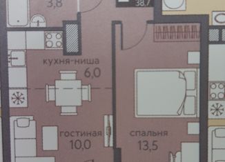 2-ком. квартира на продажу, 38.7 м2, Пермь, Сапфирная улица, 15, ЖК Погода