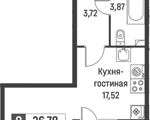 Продам квартиру студию, 26.78 м2, Мурино, Екатерининская улица, 16/5