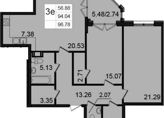 Продажа двухкомнатной квартиры, 97 м2, Санкт-Петербург, Тележная улица, 17-19, муниципальный округ Лиговка-Ямская