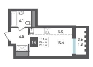 Продам квартиру студию, 25.8 м2, Смоленская область