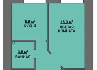 Продам 1-комнатную квартиру, 41 м2, село Чигири, Красивая улица, 23А