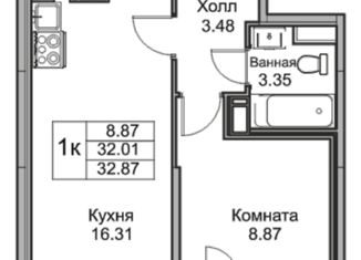 Продам 1-комнатную квартиру, 33 м2, Санкт-Петербург, ЖК Юнтолово